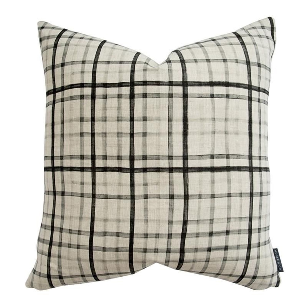 McGee & Co. 18x18 Charcoal Watercolor Plaid Pillow